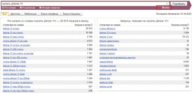 Удобный сервис от Яндекса Yandex.Wordstat